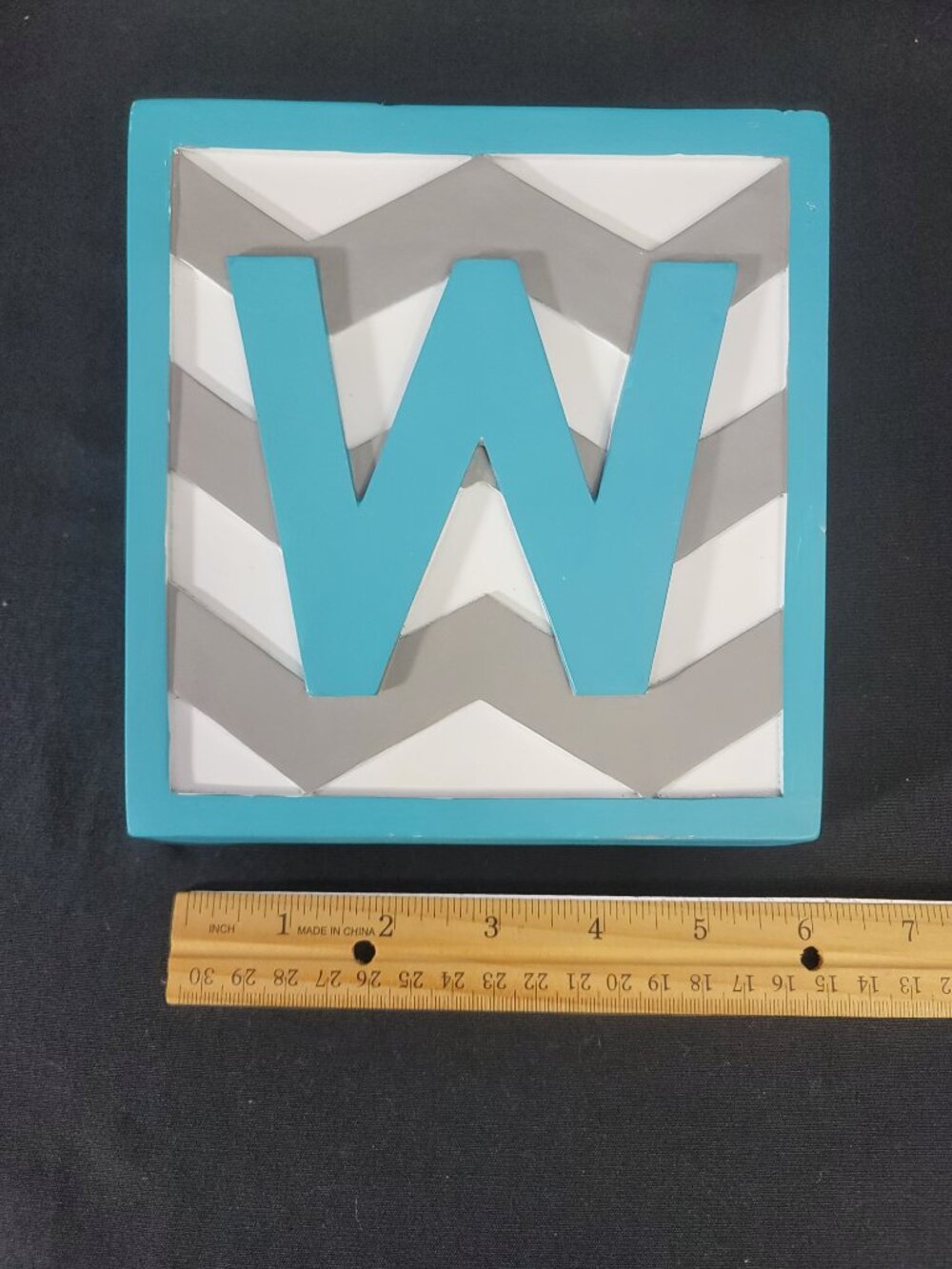The Spring Shop Monogram W Aqua Chevron Decorative Block Spring 2014 - Picture 13 of 15